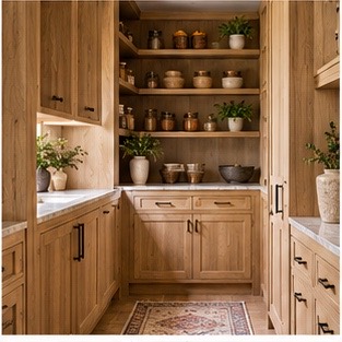 Natural timber cabinet finish in a pantry