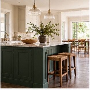 Kitchen island cabinets in a contrasting color