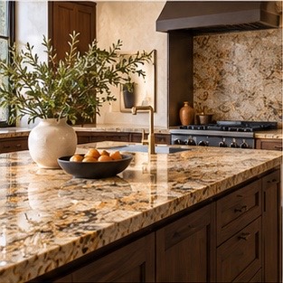 Warm granite countertop