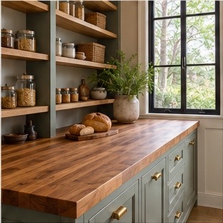 Butcher-block pantry worktop