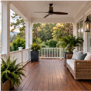 Covered porch with refinished timber flooring