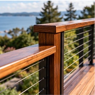 Deck railing with carefully finished detail work