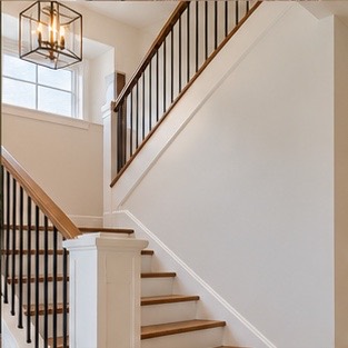 Repaired stairwell wall and corner