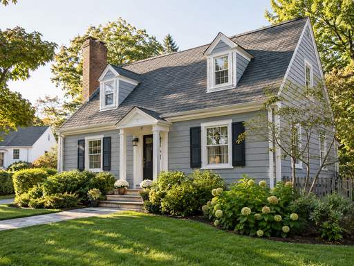 Soft gray siding with crisp fascia details — Connecticut residential design inspiration