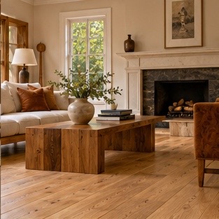 Honey oak living-room floor