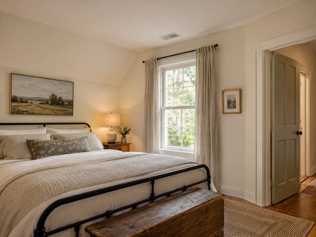 Warm ivory bedroom with a soft matte finish — Connecticut residential design inspiration