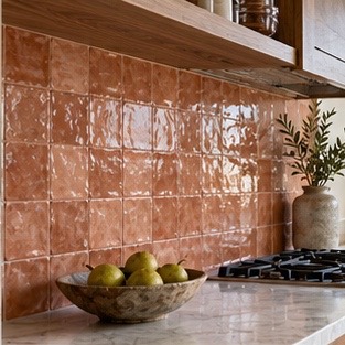 Handmade-look ceramic kitchen backsplash